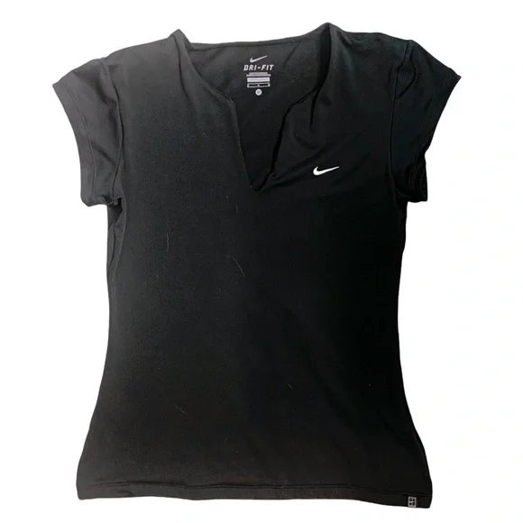 Nike Tops Nike Womens Drifit Tennis Vnotch Cap Sleeve Black